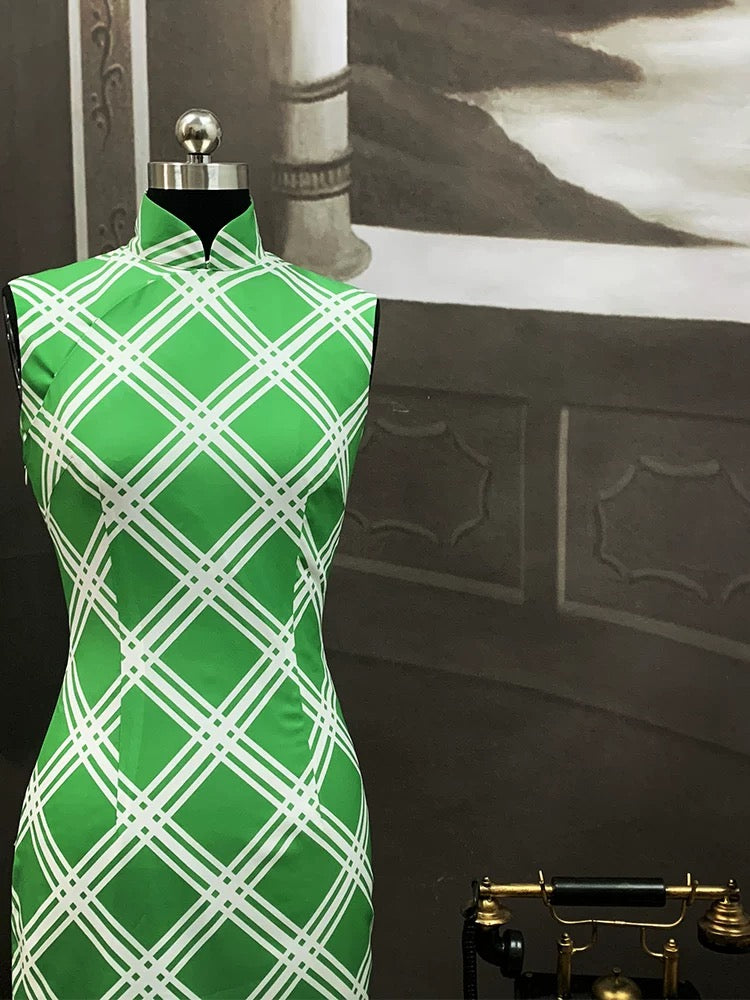 Lime Green Diamond Qipao M (4)