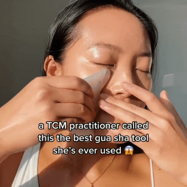 The Vitality Qi White Jade Gua Sha Sculpting Tool with Protective