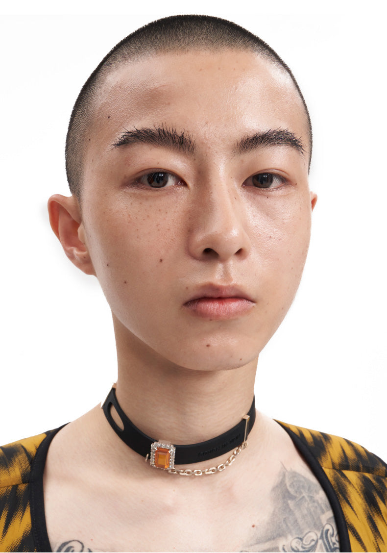 sugascoop ＊chain choker necklace＊ Black Silicone Choker with Chain by Cough in Vain | Chop Suey Club