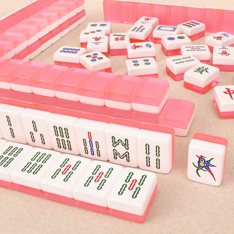 Glitter Pink Tile Chinese Mahjong Set