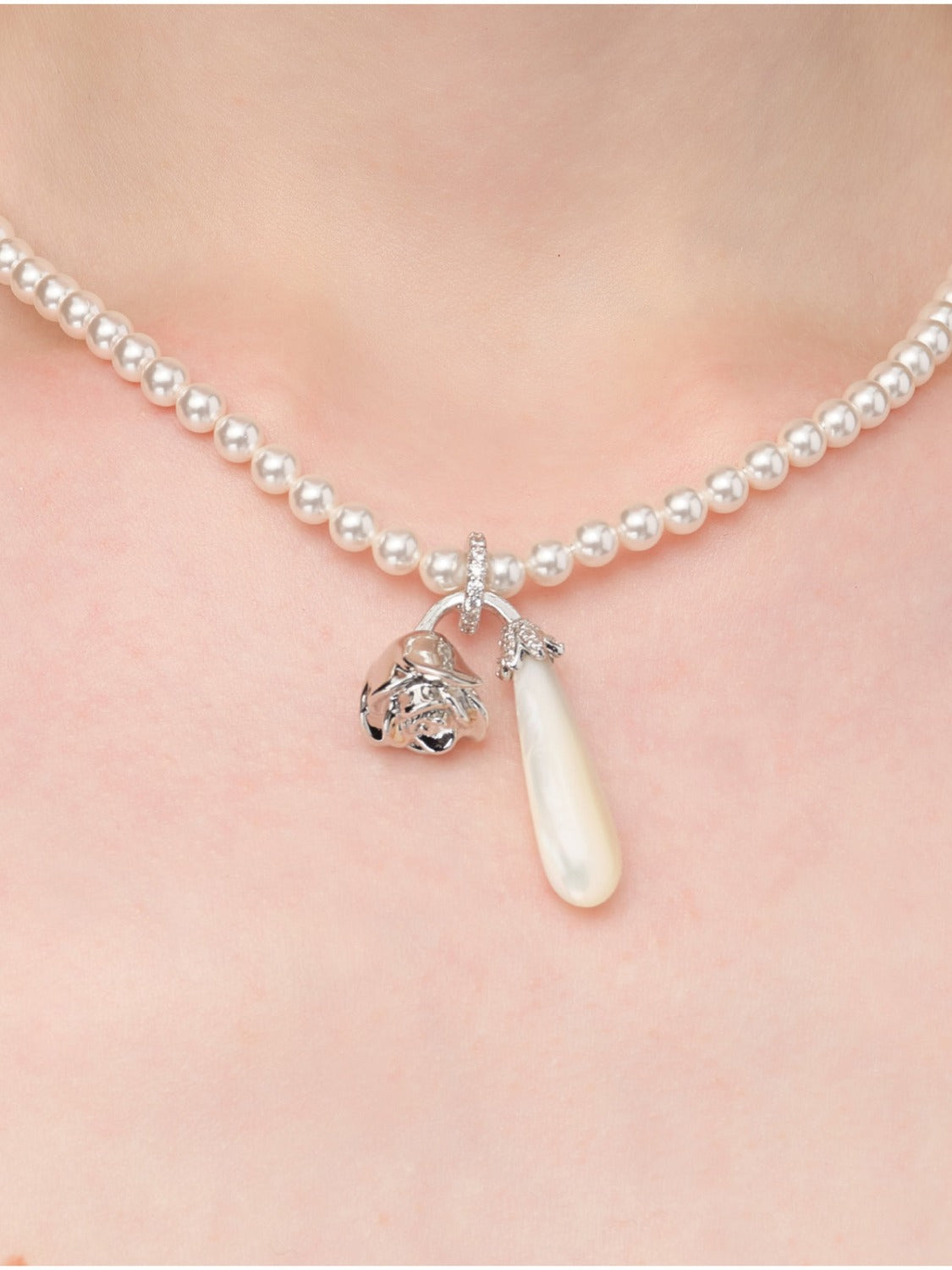 YVMIN x SHUSHUTONG Sleeping Rose Pearl Necklace | Chop Suey Club