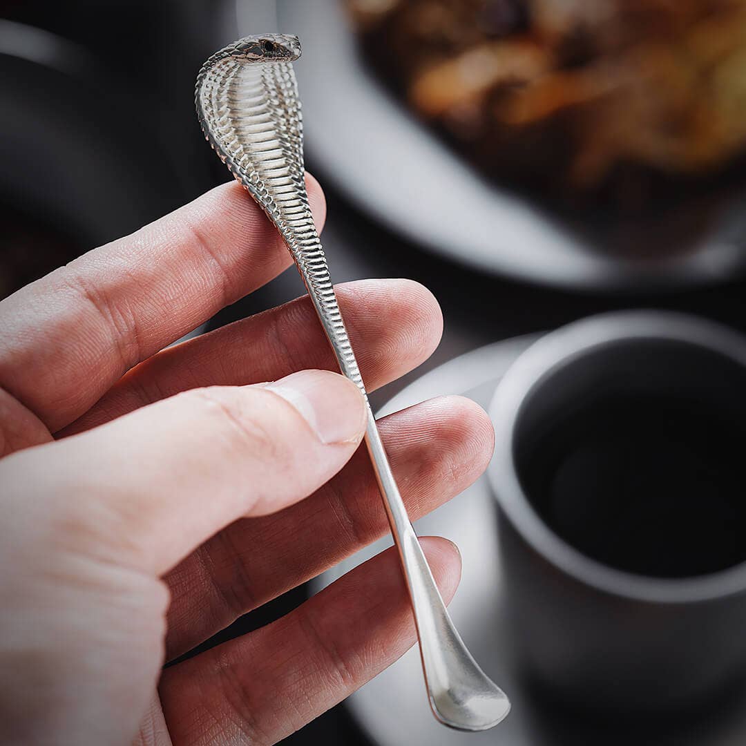 925 Sterling Silver Cobra Coffee Spoon by Coppertist.Wu - Asian