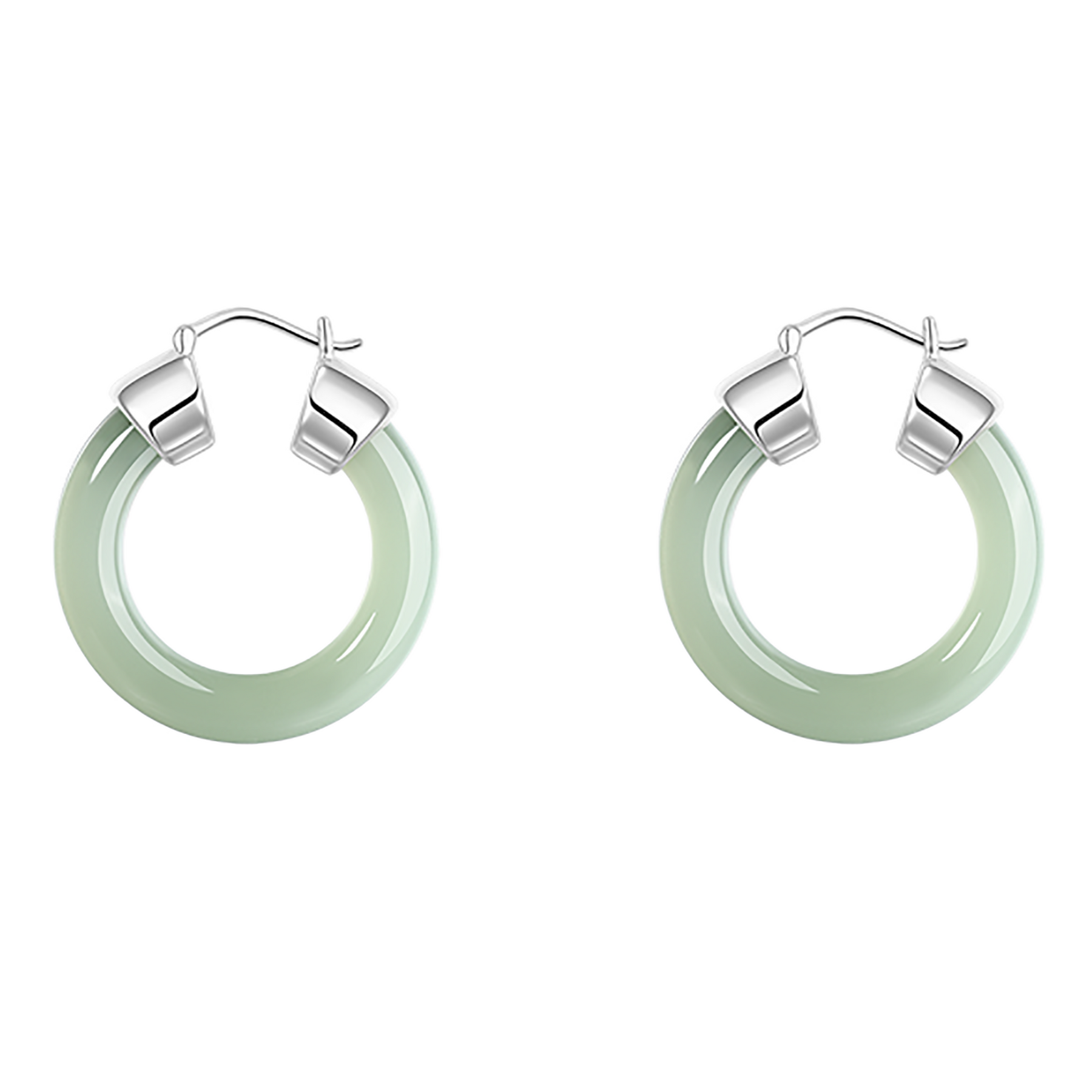 Large jade hoop earrings deals